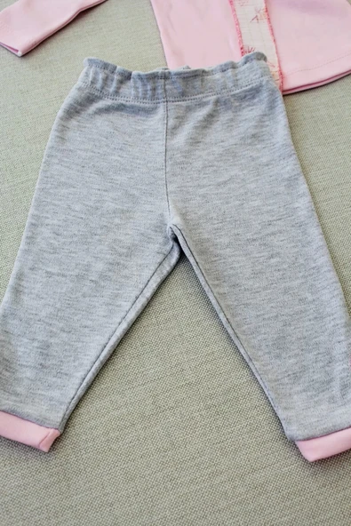 Lenaca 3-6 6-9 9-12 Ay Matmazel Yaka Fırfır Detaylı Bandanalı Uzun Kollu Sweat 3lü Kız Bebek Takımı - Resim 3