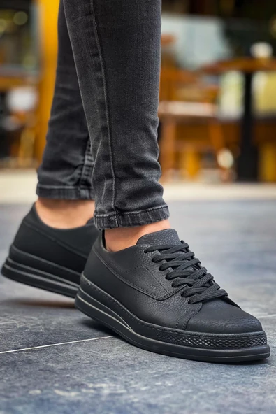 Pabucmarketi Bağcıklı Erkek Günlük Ayakkabı Siyah - Resim 3