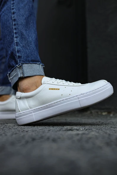 Pabucmarketi Bağcıklı Erkek Günlük Ayakkabı Beyaz - Resim 3