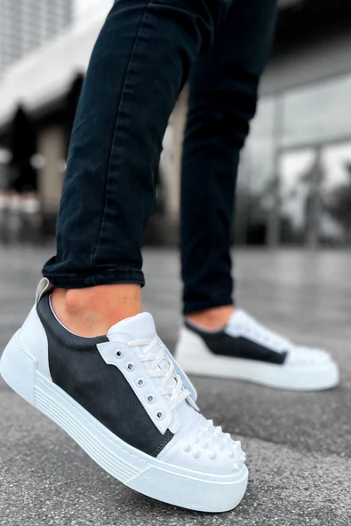 Pabucmarketi Bağcıklı Erkek Günlük Ayakkabı Antrasit Beyaz - 2