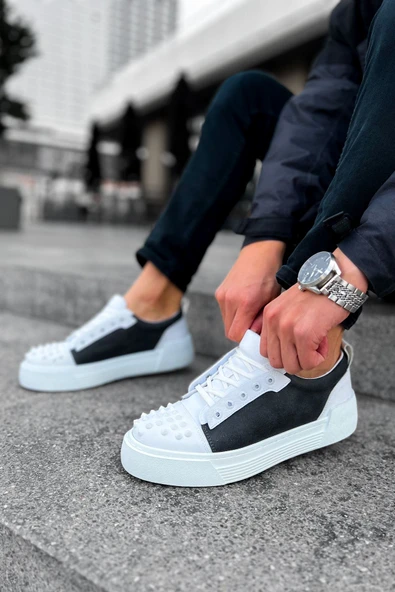 Pabucmarketi Bağcıklı Erkek Günlük Ayakkabı Antrasit Beyaz - 4