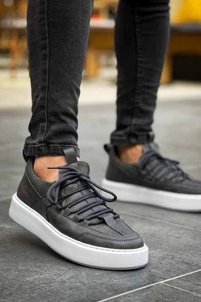 Pabucmarketi Bağcık Detaylı Erkek Günlük Ayakkabı Antrasit - Resim 2