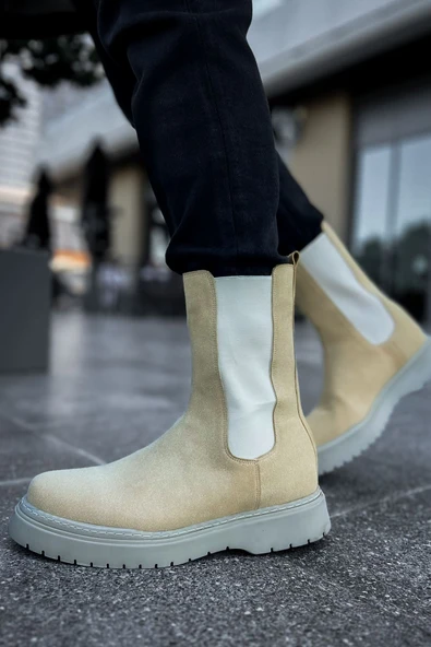 Pabucmarketi Lastikli Erkek Chelsea Bot Kum Süet - 4
