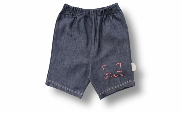 Lenaca 6-9 9-12 12-18 Ay Vip Kedi Baskılı Bandanalı Kısa Kollu Sweat 3lü Kız Bebek Takımı - Resim 3