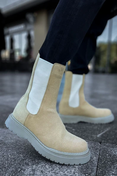 Pabucmarketi Lastikli Erkek Chelsea Bot Kum Süet