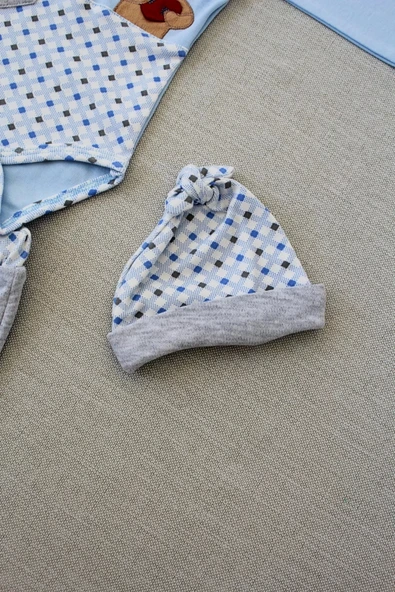 Lenaca 3-6 9-12 12-18 Ay Romantik Ayıcık Nakışlı Şapkalı Uzun Kollu Zıbınlı 3lü Kız-erkek Bebek Takımı - Resim 4