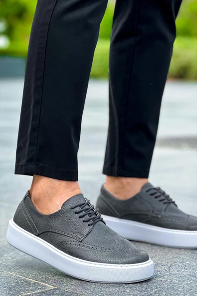 Pabucmarketi Bağcıklı Erkek Günlük Ayakkabı Antrasit - Resim 3