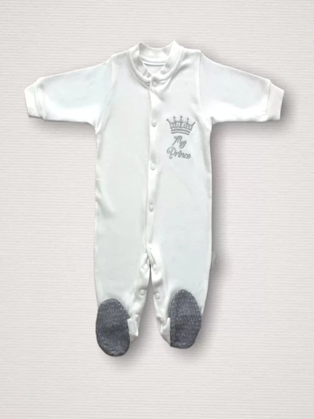 Lenaca Süper Prens Nakışlı %100 Cotton Antibakteriyel 10lu Zıbın Takımı Hastane Çıkışı - Resim 5