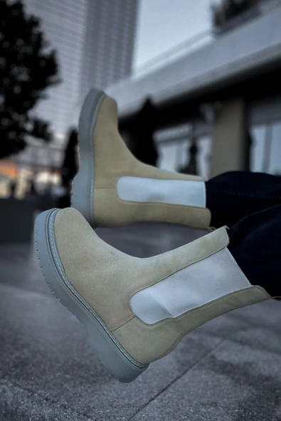 Pabucmarketi Lastikli Erkek Chelsea Bot Kum Süet - 6