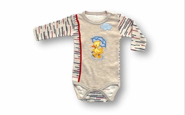 Lenaca 3-6 6-9 9-12 Ay Şemsiyeli Ördek Nakışlı Şapkalı Uzun Kollu Zıbınlı 3lü Kız-erkek Bebek Takımı - Resim 2