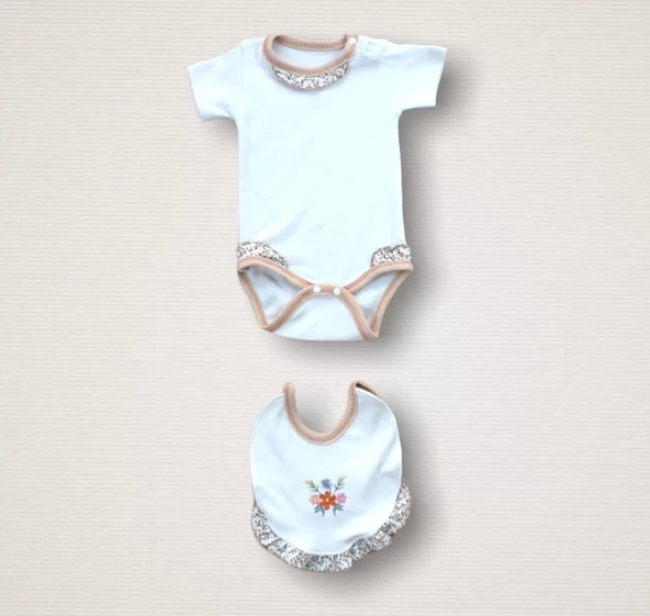 Lenaca Erguvan Taç Nakışlı %100 Cotton Antibakteriyel Kız Bebek 10lu Zıbın Takımı Hastane Çıkışı - Resim 4