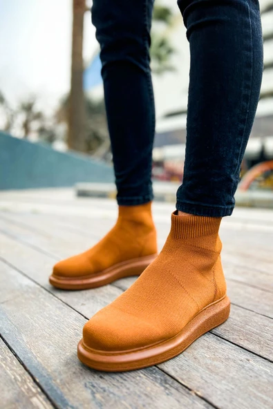 Pabucmarketi Düz Triko Erkek Sneaker Bot Taba ürün görseli