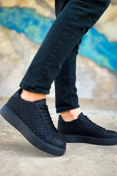 Pabucmarketi Bağcıklı Erkek Günlük Ayakkabı Siyah - Resim 2