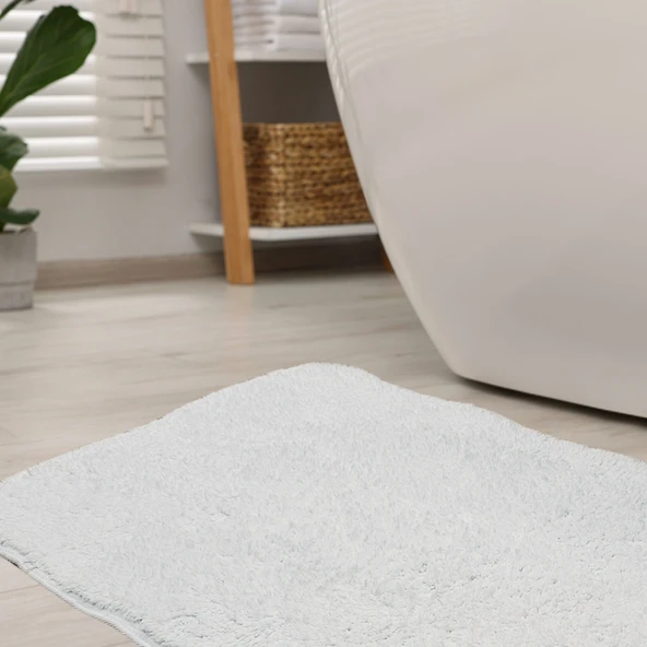 Otel Banyo Paspası | Beyaz | % Pamuk | Kenar Biyeli | 730gr | 50 x 90 cm | Yumuşak Dokulu - 3