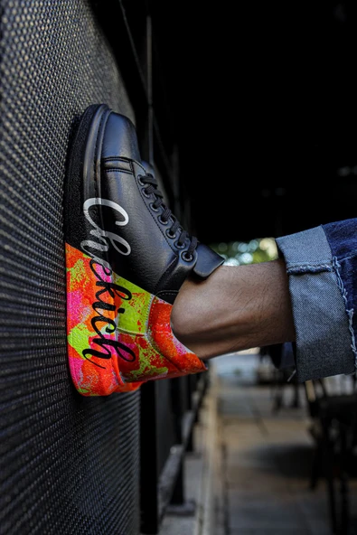 Pabucmarketi Bağcıklı Baskılı Erkek Spor Ayakkabı Siyah Sarı - Resim 3