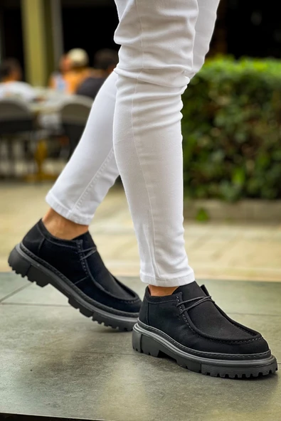 Pabucmarketi Bağcıklı Erkek Günlük Ayakkabı Siyah - Resim 6