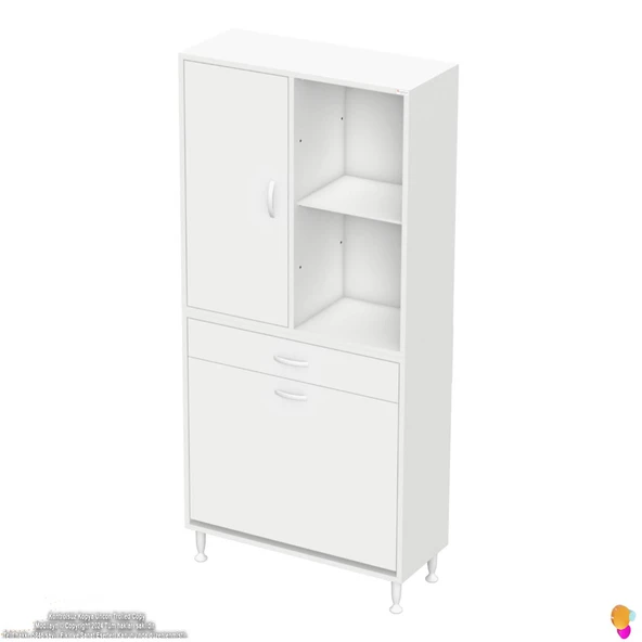 Modilayn AFRA 70x173x32,5cm 1 Çekmece, 2 Göz Sepet, 1 Kapak, 4 Raf Dar Alan Banyo Dolabı - 6