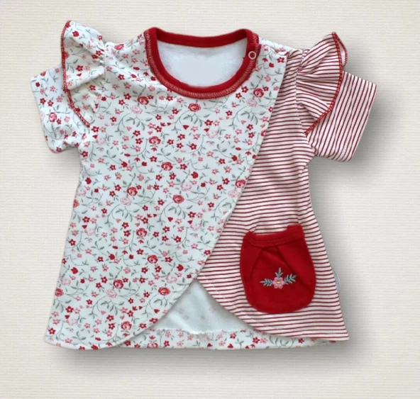 Lenaca 3-6 6-9 9-12 Ay Melek Kız Nakışlı Bandanalı Kısa Kollu Sweatli Şortlu 3lü Kız Bebek Takımı - Resim 2