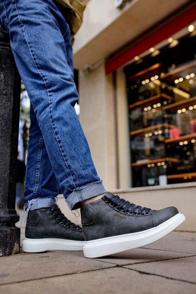 Pabucmarketi Bağcıklı Erkek Sneaker Bot Antrasit