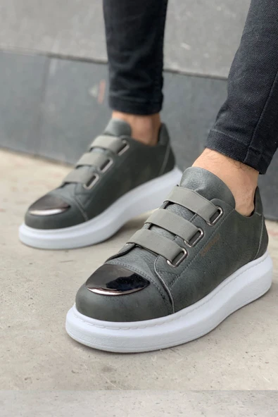 Pabucmarketi Lastikli Erkek Spor Ayakkabı Antrasit - Resim 2