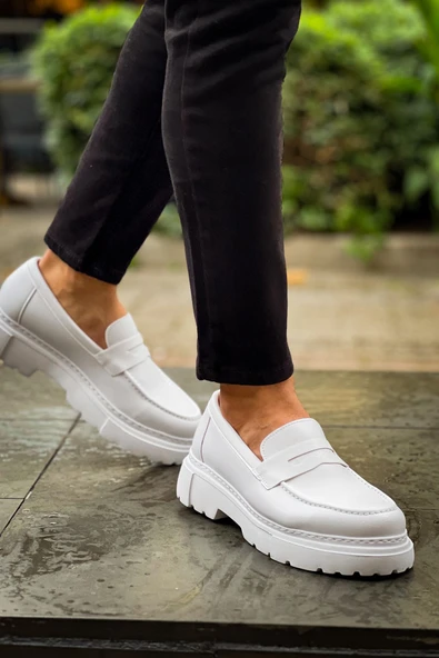 Pabucmarketi Düz Erkek Günlük Ayakkabı Beyaz - Resim 5