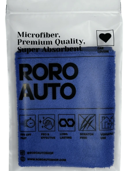 Roro Auto Fuji 3'lü Mikrofiber Araç Kurulama ve Oto Temizlik Bezi 40x40 440 GSM Mavi - 7