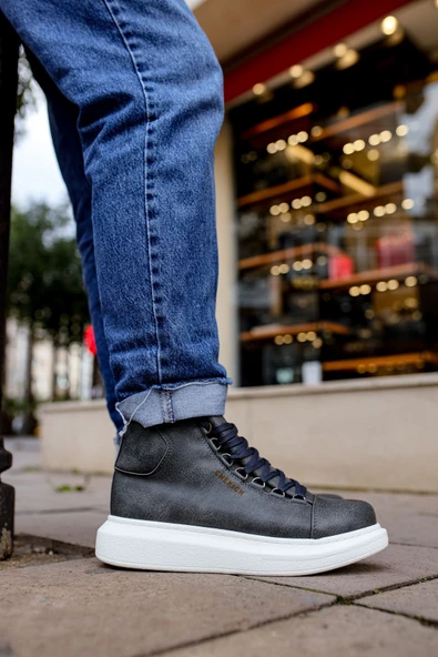 Pabucmarketi Bağcıklı Erkek Sneaker Bot Antrasit - Resim 3