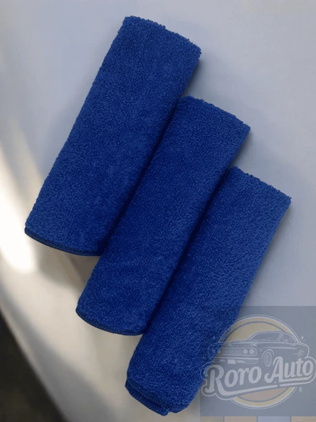 Roro Auto Fuji 3'lü Mikrofiber Araç Kurulama ve Oto Temizlik Bezi 40x40 440 GSM Mavi - 3