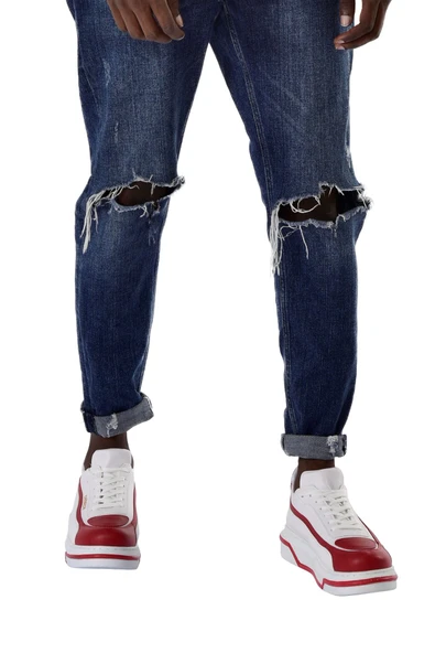 Pabucmarketi Bağcıklı Erkek Spor Ayakkabı Beyaz Kırmızı - 5