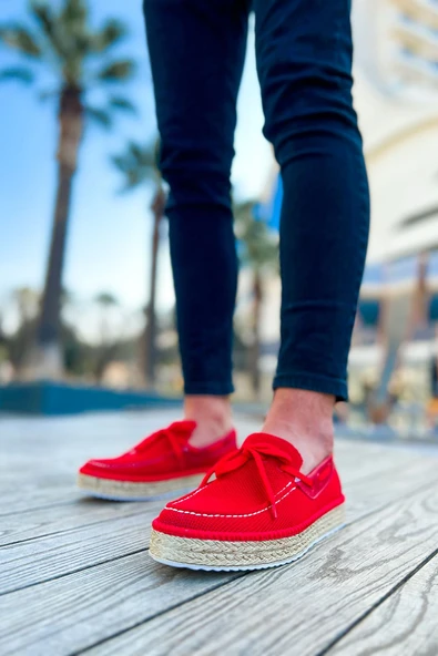 Pabucmarketi Espadril Erkek Günlük Ayakkabı Kırmızı