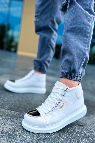 Pabucmarketi Bağcıklı Erkek Sneaker Bot Beyaz ürün görseli