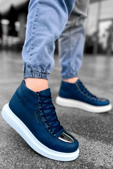 Pabucmarketi Bağcıklı Erkek Sneaker Bot Lacivert - 2