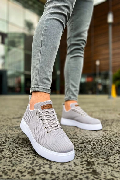 Pabucmarketi Bağcıklı Triko Kumaş Erkek Spor Ayakkabı Antrasit ürün görseli 1