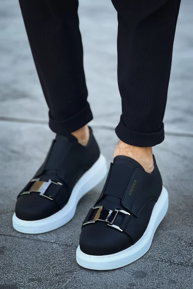 Pabucmarketi Lastikli Toka Detaylı Erkek Spor Ayakkabı Siyah - Resim 2