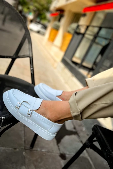 Pabucmarketi Düz Toka Detaylı Erkek Günlük Ayakkabı Beyaz - Resim 4