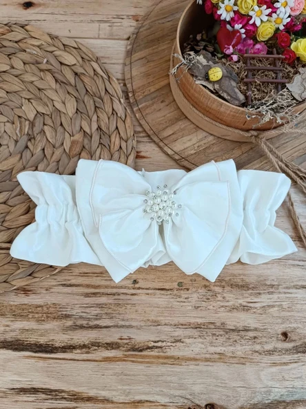 Lenaca Yenidoğan Wool Yün Kumaş Taç Nakışlı Güpür Duvaklı Fiyonk Prizma Taş Unisex Kundak Bebek Battaniyesi - Resim 8