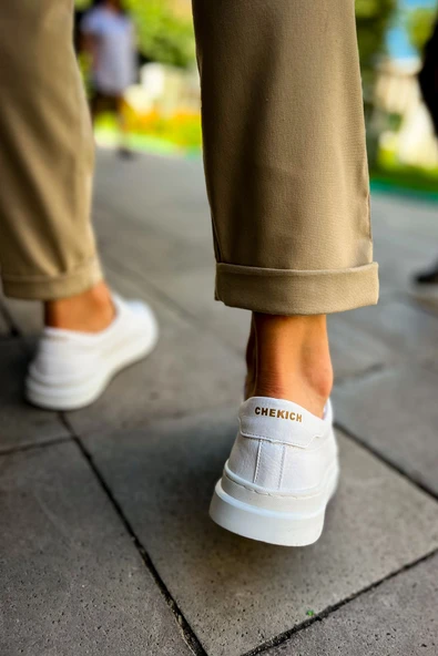 Pabucmarketi Bağcıklı Erkek Spor Ayakkabı Beyaz - Resim 5