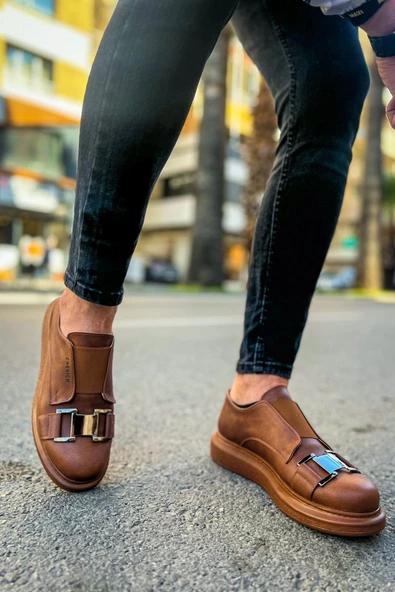 Pabucmarketi Lastikli Toka Detaylı Erkek Spor Ayakkabı Taba - Resim 4