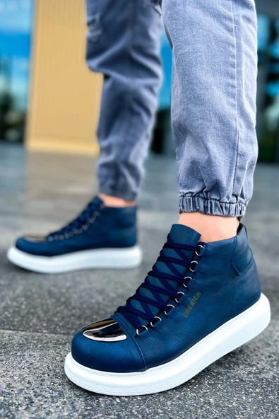 Pabucmarketi Bağcıklı Erkek Sneaker Bot Lacivert - 3