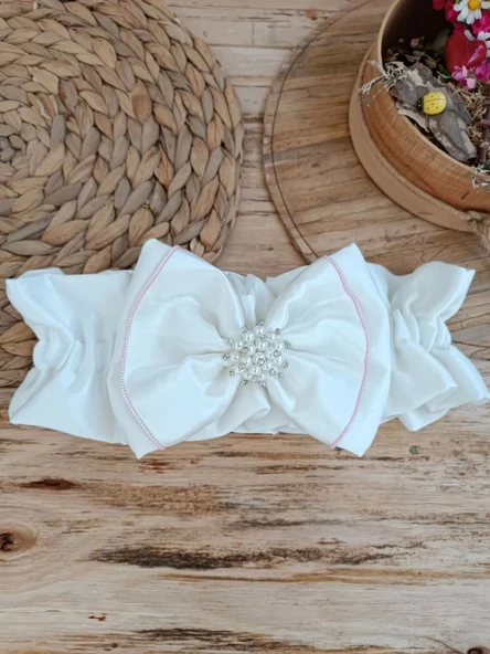 Lenaca Yenidoğan Wool Yün Kumaş Taç Nakışlı Güpür Duvaklı Fiyonk Prizma Taş Unisex Kundak Bebek Battaniyesi - 8
