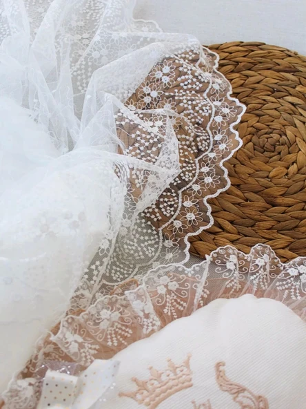 Lenaca Yenidoğan Nil Taç Nakışlı Kundaklı Trilüks 3lü Alt Açma Seti - Resim 5