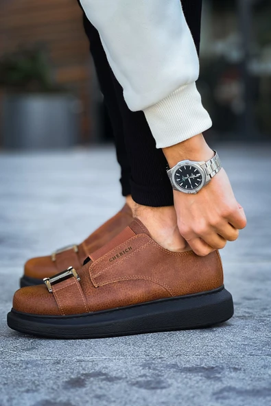 Pabucmarketi Lastikli Toka Detaylı Erkek Spor Ayakkabı Taba - 3