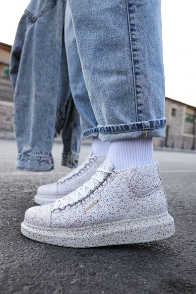 Pabucmarketi Bağcıklı Erkek Sneaker Bot Kırmızı Yeşil Sim