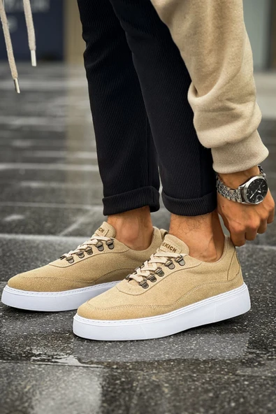 Pabucmarketi Bağcıklı Erkek Spor Ayakkabı Kum ürün görseli 1