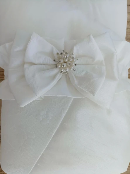 Lenaca Yenidoğan Gelinlik Duvaklı Trilüks Kundak Bebek Battaniyesi - Resim 3