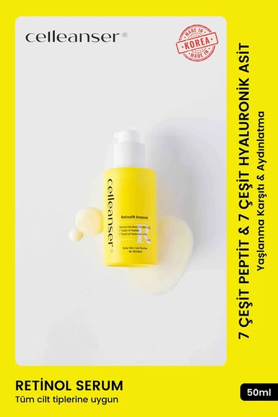 7 Çeşit Peptit & 7 Çeşit Hyaluronik Asit İçeren Yaşlanma Karşıtı ve Aydınlatıcı Retinol Serum
