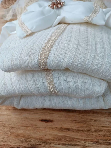 Lenaca Yenidoğan Tericotton Örgülü Trilüx Bebek Battaniyesi Kundak - Resim 3