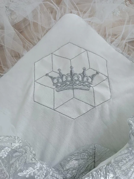 Lenaca Yenidoğan Ultralüks Piramit Desenli Güpürlü Bebek Battaniyesi Kundak - Resim 3