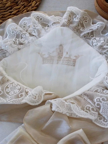 Lenaca Yenidoğan Nil Taç Nakışlı Kumru Kundak Bebek Battaniyesi - 3