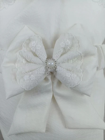 Lenaca Yenidoğan Bambu Taç Nakışlı Kundaklı Trilüks 3lü Alt Açma Seti - Resim 6